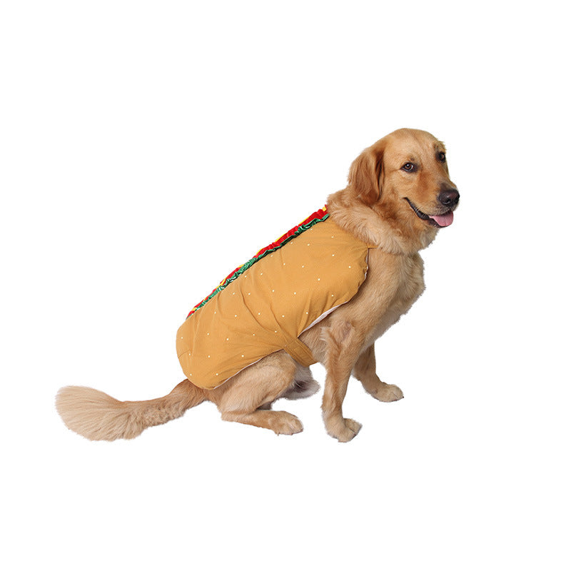 Cute Hot Dog Pet Costume Dog Cat Wiener Bun Halloween Funny Food Outfit - INSWEAR