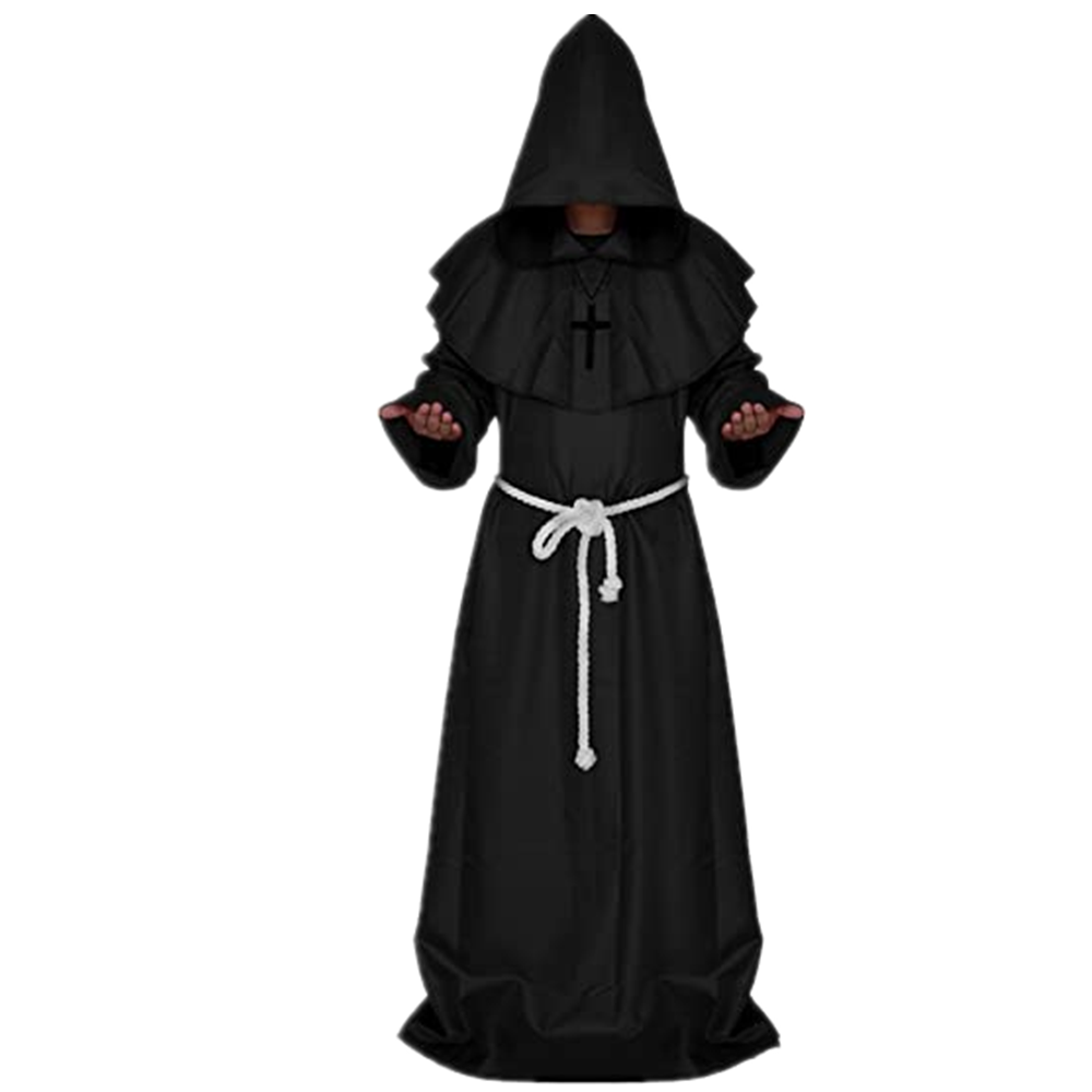 Medieval Monk Robe Priest Robe Cloak Jumpsuit Fancy Outfit Halloween Carnival Suit - INSWEAR