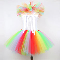 Kids Girls Clown Cosplay Costume Outfits Halloween Carnival Party Suit