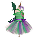 Dinosaur Kids Girls Cosplay Costume Dress Tail Headband Outfits Halloween Carnival Party Suit