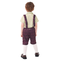 Children‘s Greem Plaid Shirt Beer Strap Pants Cosplay Costume Outfits Halloween Carnival Party Disguise Suit