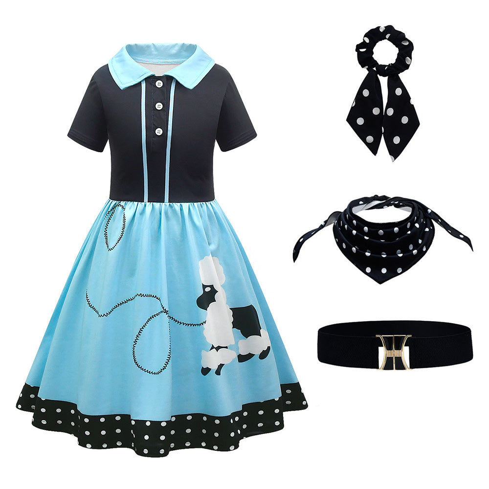 6Pc/Set Poodle Cosplay Costume Kids Girls Dress Halloween Carnival Dis ...