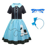 6Pc/Set Poodle Cosplay Costume Kids Girls Dress Halloween Carnival Disguise Roleplay Suit