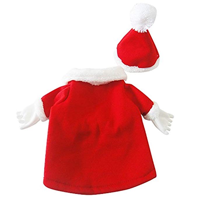 Funny Pet Santa Cosplay Costumes Suit with a Cap, Puppy Fleece Outfits Warm Coat Animal Festival Apparel Clothes - INSWEAR