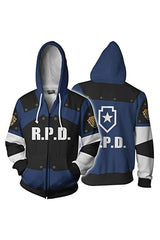 Unisex Leon Scott Kennedy Hoodies Resident Evil Zip Up 3D Print Jacket Sweatshirt - INSWEAR