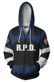 Unisex Leon Scott Kennedy Hoodies Resident Evil Zip Up 3D Print Jacket Sweatshirt - INSWEAR