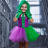 Kids Girls Joker Cosplay Costume Outfits Tutu Dress Outfits Halloween Carnival Party Suit