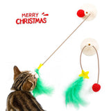 Cat Self Interative Bell Ball Toy Christmas Sucker Funny Cat Stick Elastic Cat Feather Ball Toy Funny Cat Artifact - INSWEAR