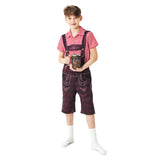 Children‘s Red Plaid Shirt Beer Strap Pants Cosplay Costume Outfits Halloween Carnival Party Disguise Suit