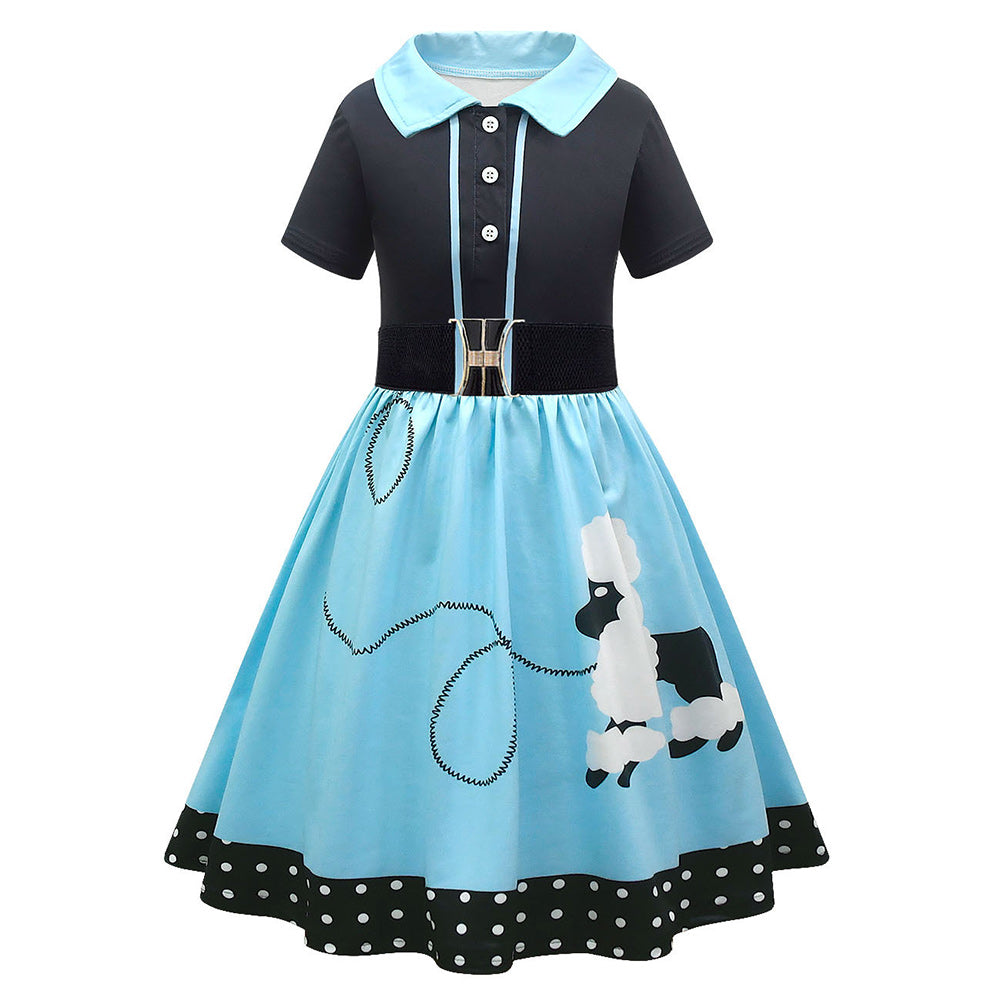 6Pc/Set Poodle Cosplay Costume Kids Girls Dress Halloween Carnival Dis ...