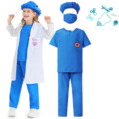 Doctor Blue Kids Cosplay Costume Outfits Halloween Carnival Party Disguise Suit
