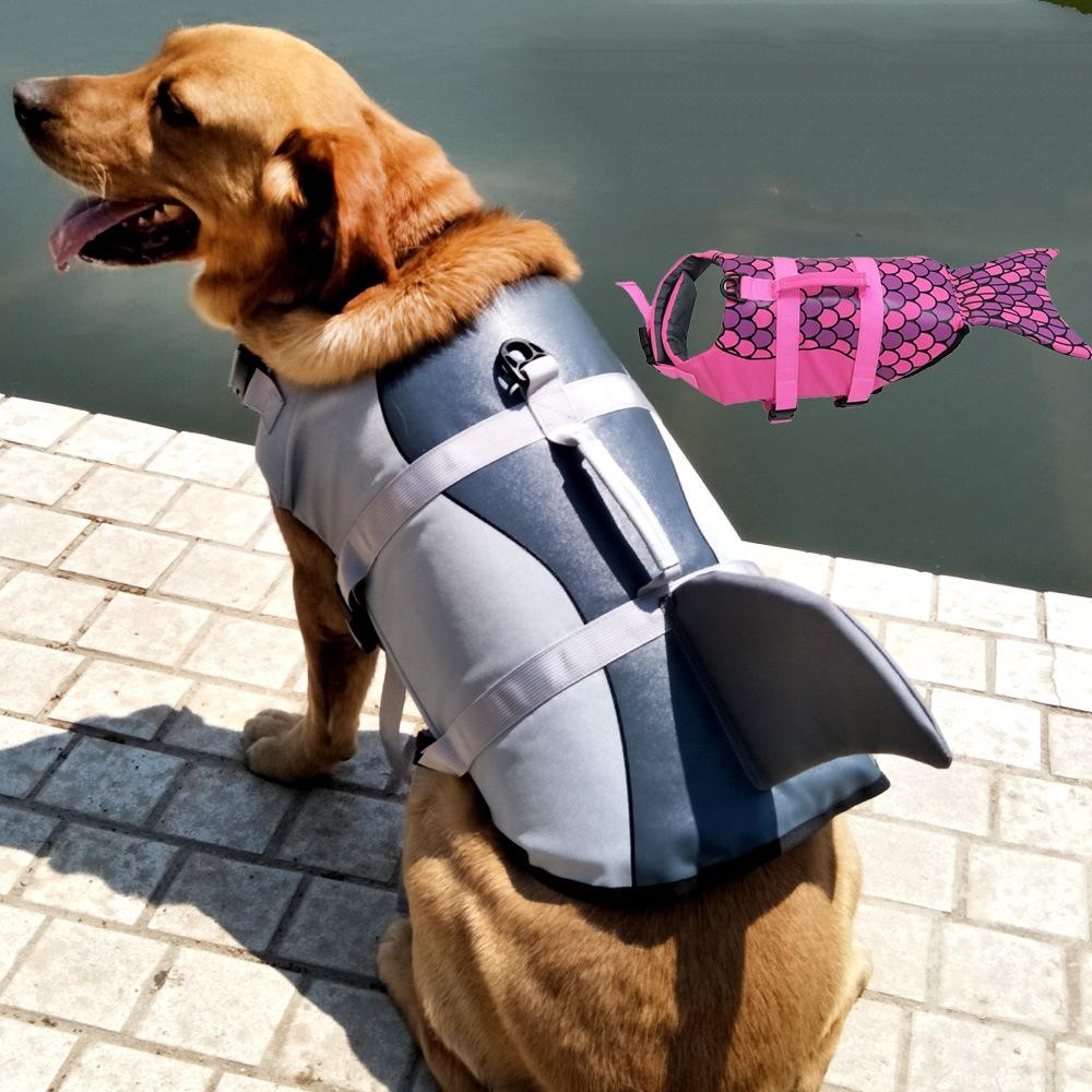 Pet Shark Mermaid Swimsuit Dog Swimsuit Safety Clothing Dog Summer Clothing Pet Lifesaver Swimsuit - INSWEAR