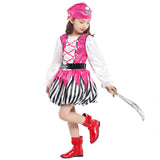 Girl's Halloween Pirate Latern Skirt with Lace Sleeve Pink Pirate Costume - INSWEAR