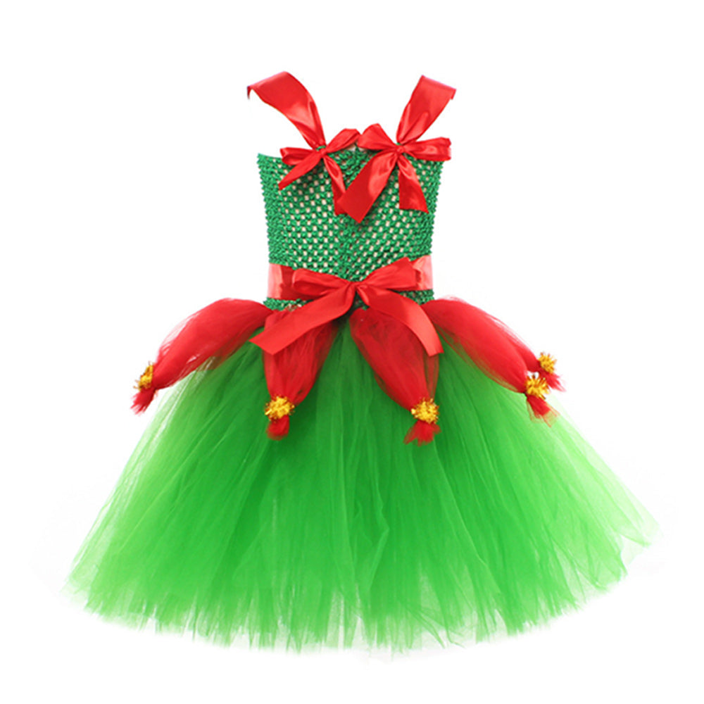 Christmas Elf Cosplay Costume Kids Girls Dress X-mas Carnival Costume Dress Up - INSWEAR