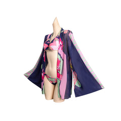 Cyberpunk Edgerunner Rebecca Women Cosplay Two Piece Swimsuit with Sheer Kimono Cardigan Cover Up