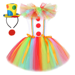 Kids Girls Clown Cosplay Costume Outfits Halloween Carnival Party Suit