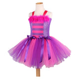 Cheshire Cat Cosplay Costume Kids Girls TuTu Dress Headband Outfits Halloween Carnival Party Suit