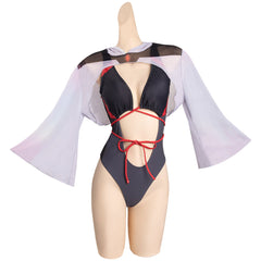 Cyberpunk Edgerunner Lucy Piece Swimsuit with Sheer Kimono Cardigan Cover Up