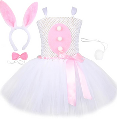 Easter Bunny Tutu Dress Kids Girls Cosplay Dress Halloween Carnival Costume Dress Up - INSWEAR