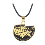 Death Stranding United States Map Choker Necklace Letter Bridges United Cities of America Pendant Necklace - INSWEAR