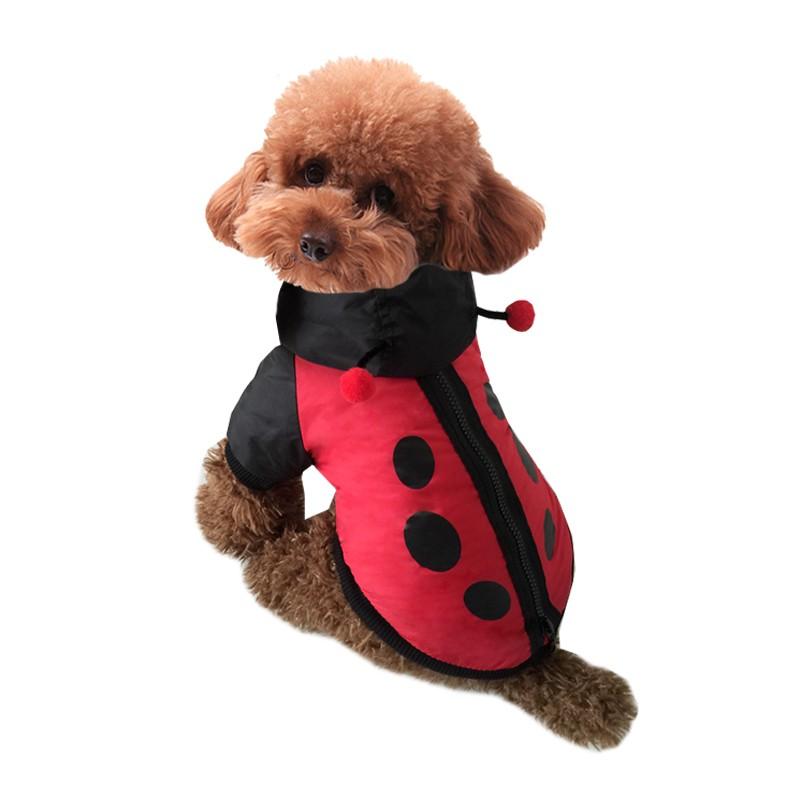 Funny Halloween Dog Ladybug Costume Clothes Winter Warm Small Dog Pet Cat Cotton Padded Jacket Coat - INSWEAR