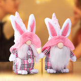 2pcs Easter Gnome Plush Toy Home Decoration Bunny Ear Rabbit Hat Valentine's Day Gift Couple Stuffed Toy - INSWEAR