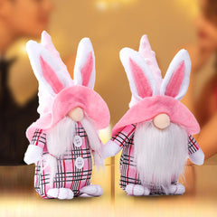 2pcs Easter Gnome Plush Toy Home Decoration Bunny Ear Rabbit Hat Valentine's Day Gift Couple Stuffed Toy - INSWEAR