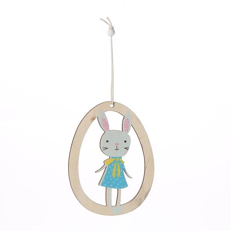 3pcs Easter Wood Garland Easter Hanging Ornaments with Rustic Linen Tassels and Bunny Egg Pendant - INSWEAR
