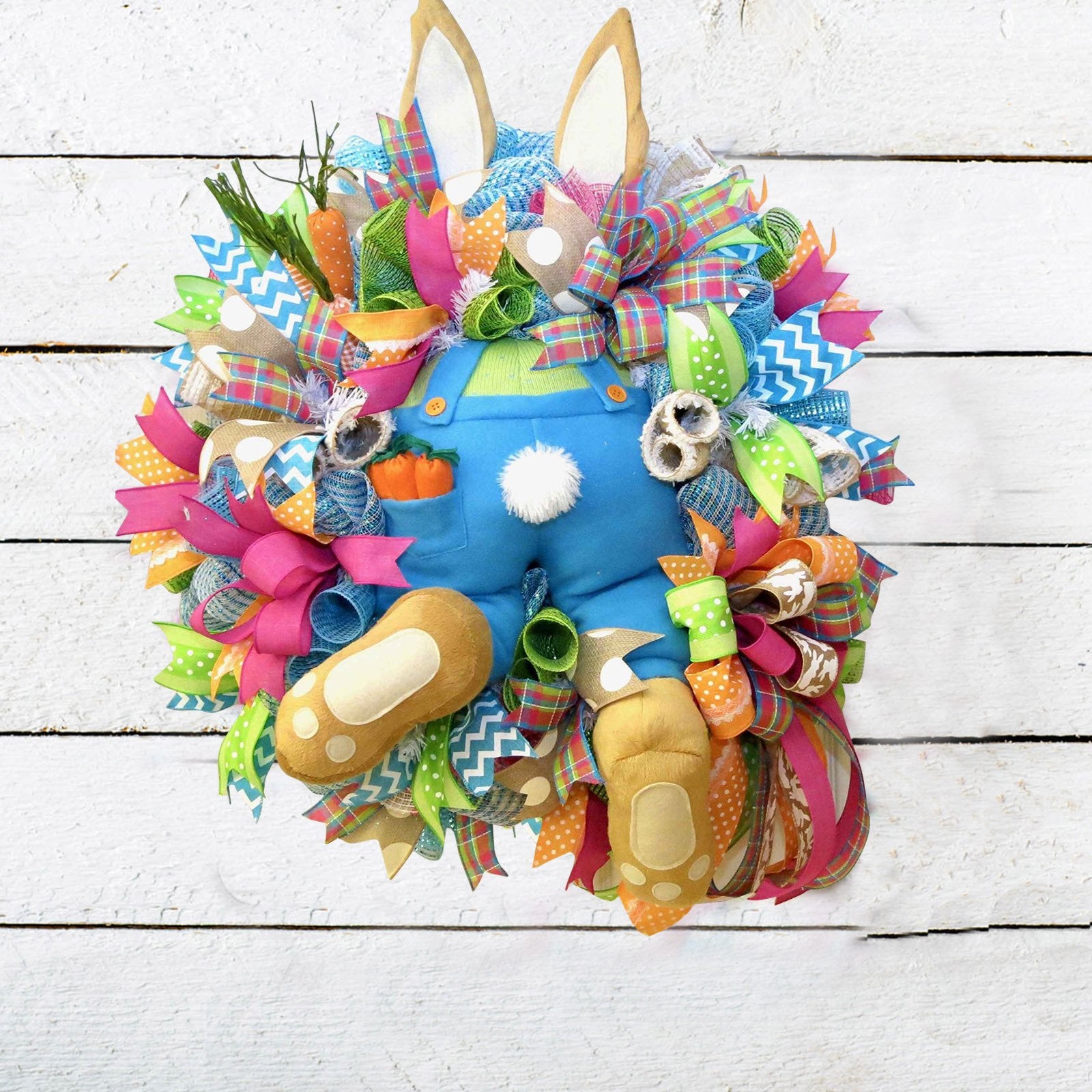 Easter Bunny Butt Wreath Spring Rabbit Explosion Colorful Hanging Front Door Frame Decoration - INSWEAR