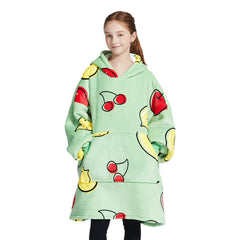 Kids Fruit Series Wearable Hoodie Blankets Oversized Lightweight Warm Cozy Blanket Hoodie Sweatshirt - INSWEAR