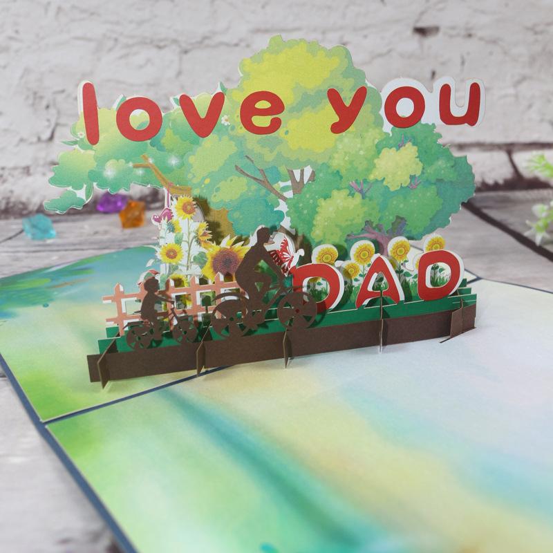 Pop Up Card 3D Card LOVE YOU DAD Father's Day Card 3D Fathers Day Card Dad Pop Up Card for Husband and Dad - INSWEAR