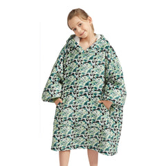 Kids Camo Green Wearable Hoodie Blankets Oversized Lightweight Warm Cozy Blanket Hoodie Sweatshirt - INSWEAR
