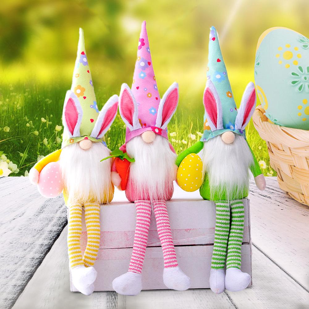 Long Legs Easter Egg Rudolf Doll Rabbit Elf Bunny Easter Gift Kids DIY Happy Easter Party Decor For Home - INSWEAR
