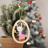 3pcs Easter Wood Garland Easter Hanging Ornaments with Rustic Linen Tassels and Bunny Egg Pendant - INSWEAR