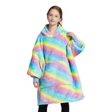 Kids Rainbow Wearable Hoodie Blankets Oversized Lightweight Warm Cozy Blanket Hoodie Sweatshirt - INSWEAR