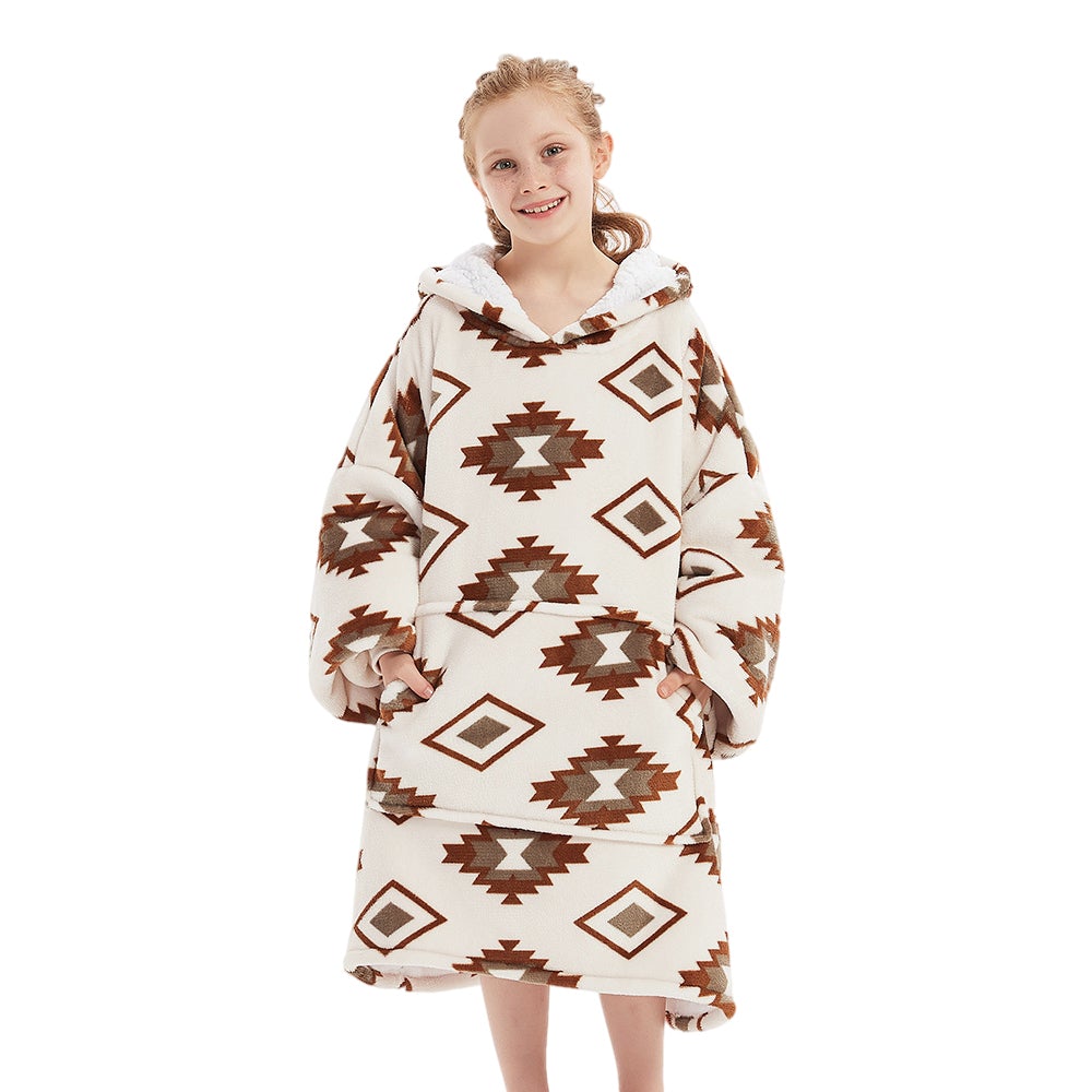 Kids Wearable Hoodie Blankets Oversized Lightweight Warm Cozy Blanket Hoodie Sweatshirt - INSWEAR