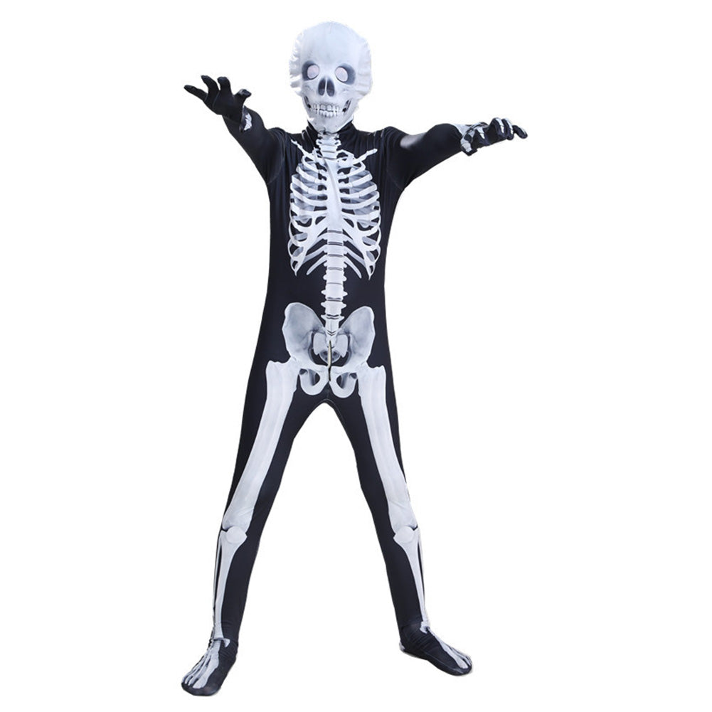 Kids Children Skeleton Skull Jumpsuit Cosplay Costume Outfits Halloween Carnival Suit - INSWEAR