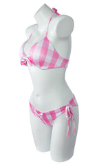 2023 Barbie Movie Pink Plaid Swimsuit Outfits Cosplay Costume Halloween Carnival Suit