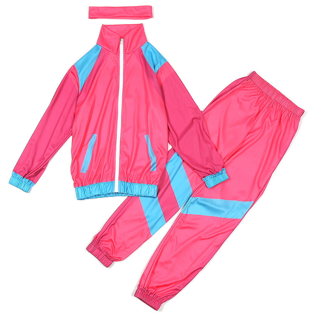 Children Stage Costume Pink Retro Dance Clothes Sportwear Set Outfits Halloween Carnival Suit