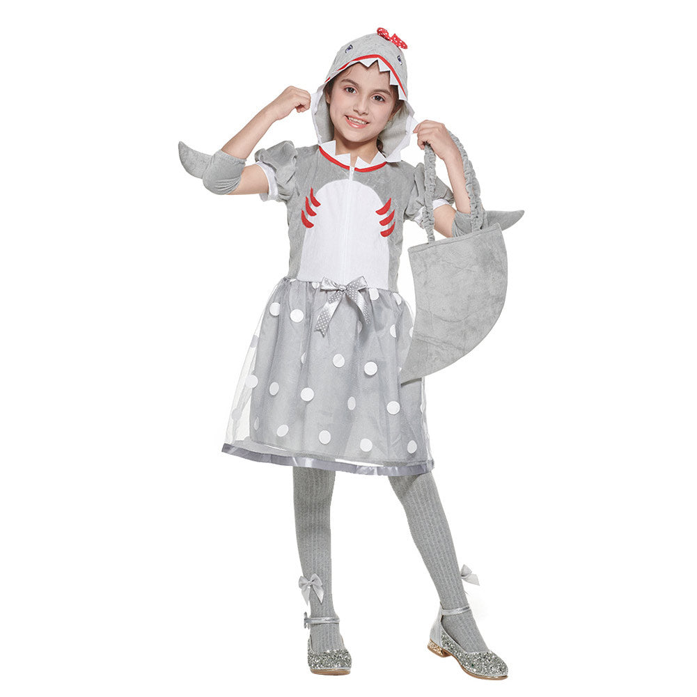 Halloween Kids Girls Shark Dress Halloween Carnival Costume Dress Up - INSWEAR