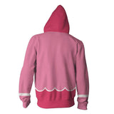 Super Mario Bros Princess Peach Cosplay Hoodie Printed Hooded Sweatshirt Men Women Casual Streetwear Zip Up Jacket Coat