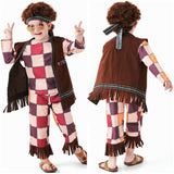 Children‘s Retro Hip-Hop Plaid Suit Outfits Dance Clothes Sportwear Set Outfits Halloween Carnival Suit