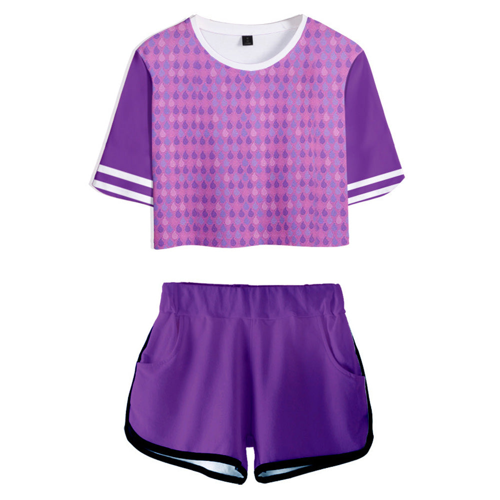 Amber Elemental Wade  Kids Children Cosplay Short Sleeve Purple Top Casual Street T-shirt