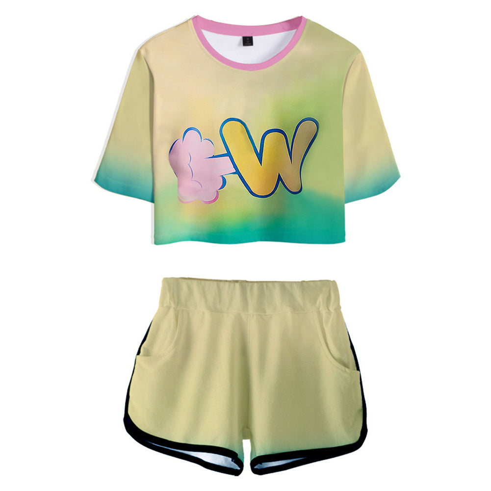 Amber Elemental Wade Kids Children Cosplay Yellow Short Sleeve Top Casual Street T-shirt 