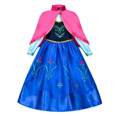 Anna Kids Girls Princess Dress With Pink Cloak Cosplay Costume Outfits Halloween Carnival Suit