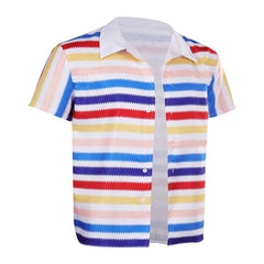 Barbie 1964 Ken Rainbow Kids Cosplay Costume Striped Shirt Outfits Halloween Carnival Suit