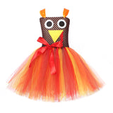 Thanks Giving Day Turkey KIds Girls TUTU Dress Cosplay Dress Halloween Carnival Costume Dress Up - INSWEAR
