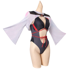 Cyberpunk Edgerunner Lucy Piece Swimsuit with Sheer Kimono Cardigan Cover Up