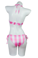 2023 Barbie Movie Pink Plaid Swimsuit Outfits Cosplay Costume Halloween Carnival Suit