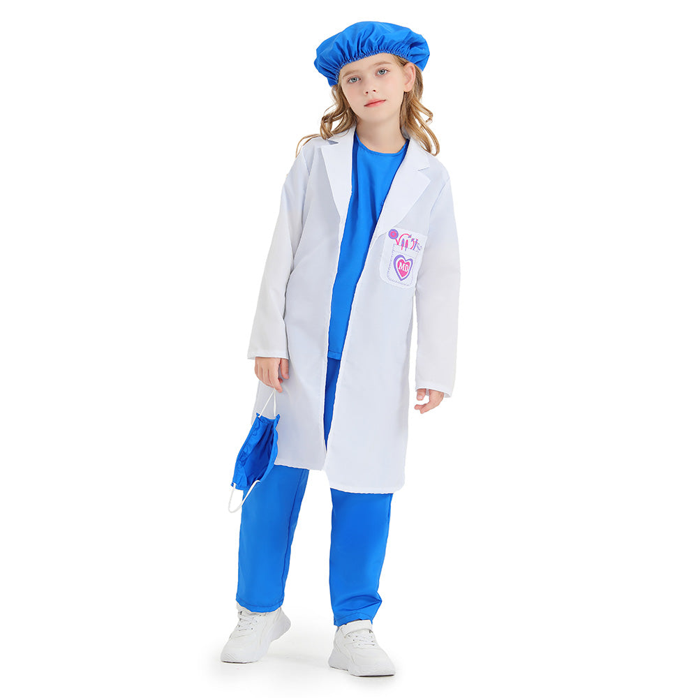 Doctor Blue Kids Cosplay Costume Outfits Halloween Carnival Party Disguise Suit